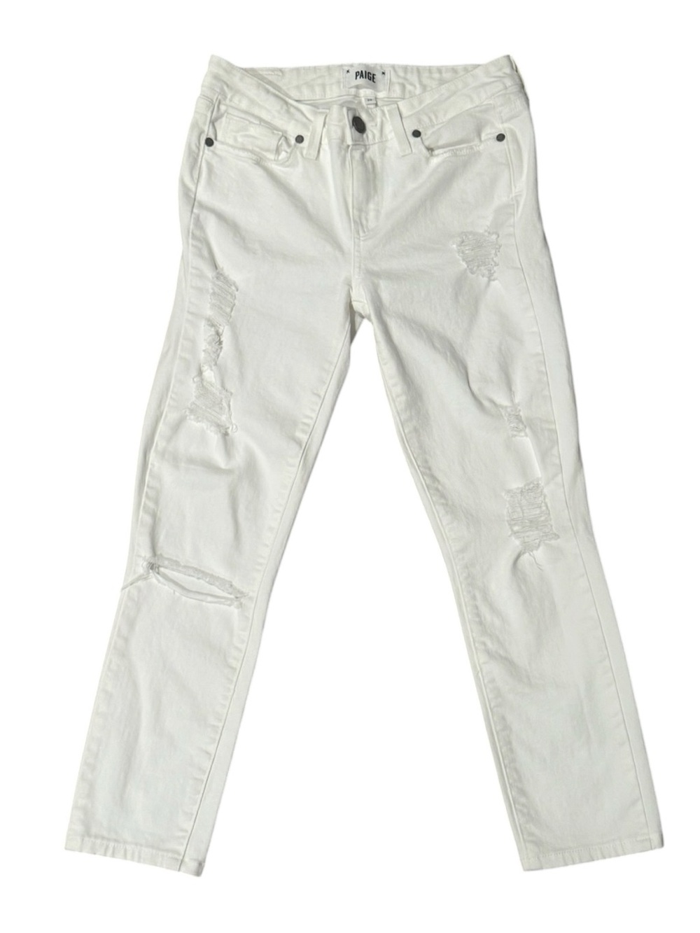 PAIGE Verdugo Ultra Skinny Distressed White Denim Jeans Women’s Size 29 NWOT